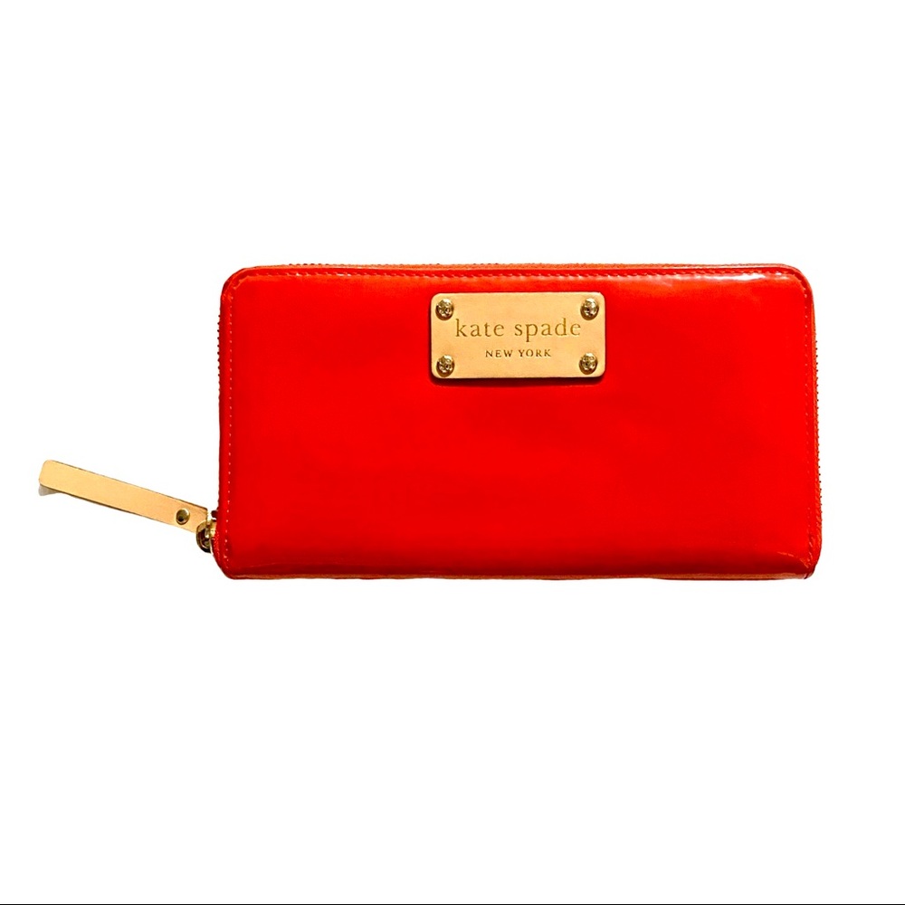 Kate Spade Red Vinyl Newspaper Wallet